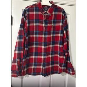 Chaps Shirt Red Plaid Easy Care long sleeve button down size XXL 100% cotton